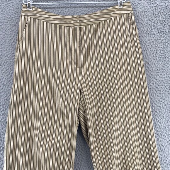 Chicos Pants Womens 0.5 US 6 Brown Striped Stretch Wide Leg Stretch Capri Casual - Picture 2 of 12